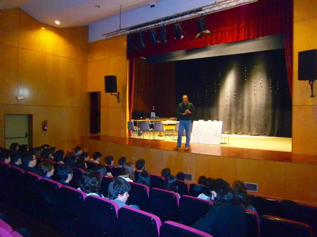 Darien High School's auditorium receives an upgrade to professional audio-visual standards,...