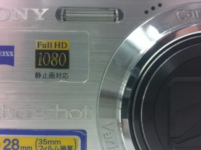 In the image in the center we can see one camera. On camera,it is written as "Sony Cyber Shot".