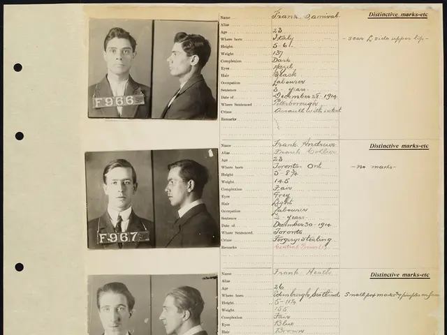 This picture is a black and white image. In this image we can see some people photos with text and...