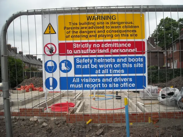 There is some construction being done on the land and in front of that there is a caution board...